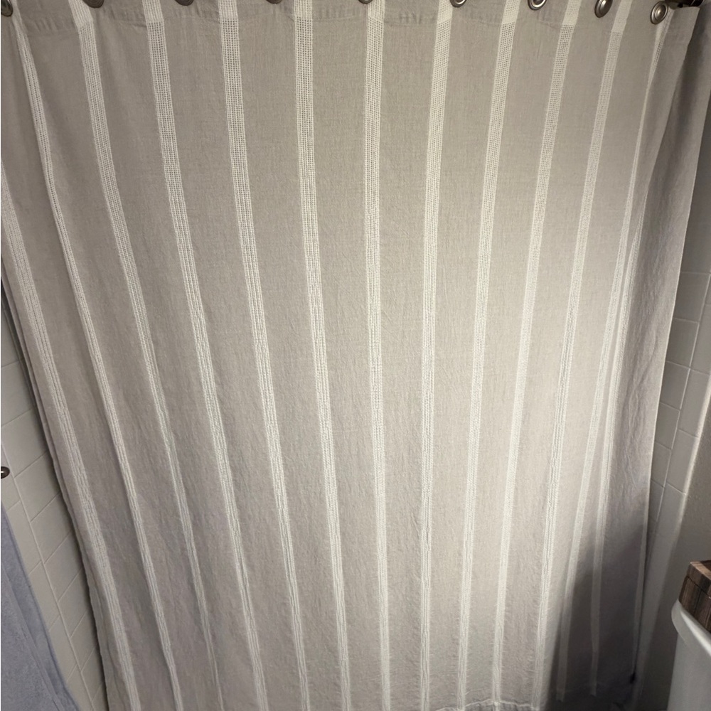 Neutral Striped Shower Curtain - Beige and Cream Ugg Brand